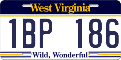 WV license plate 1BP186