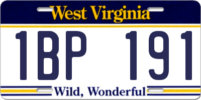 WV license plate 1BP191