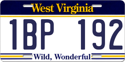WV license plate 1BP192