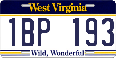 WV license plate 1BP193