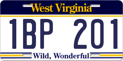 WV license plate 1BP201