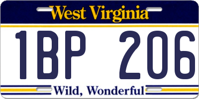 WV license plate 1BP206