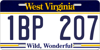 WV license plate 1BP207