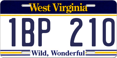 WV license plate 1BP210
