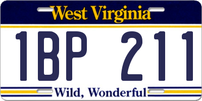 WV license plate 1BP211