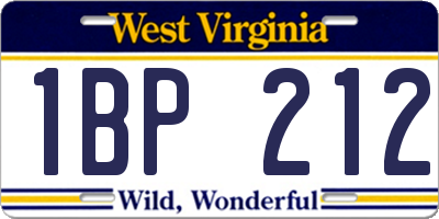 WV license plate 1BP212