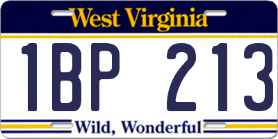 WV license plate 1BP213