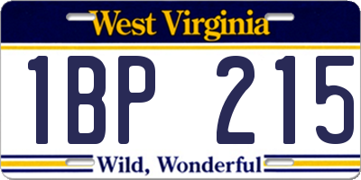 WV license plate 1BP215