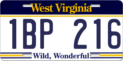 WV license plate 1BP216
