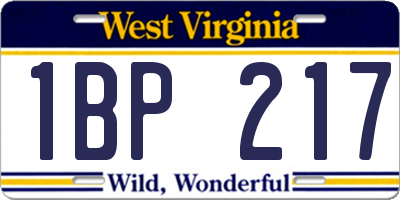 WV license plate 1BP217