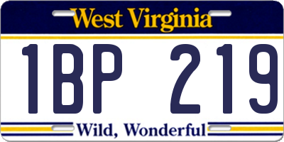 WV license plate 1BP219