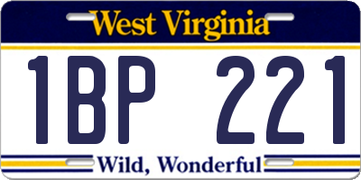 WV license plate 1BP221