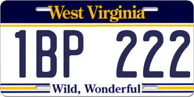 WV license plate 1BP222