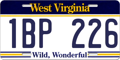 WV license plate 1BP226