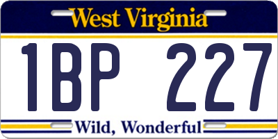 WV license plate 1BP227
