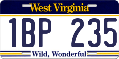 WV license plate 1BP235
