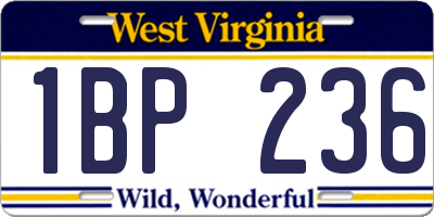 WV license plate 1BP236