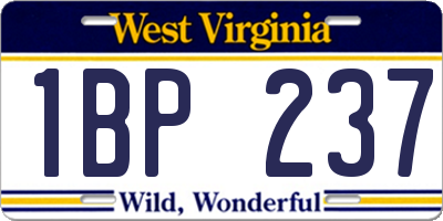 WV license plate 1BP237