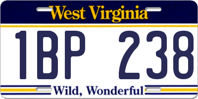 WV license plate 1BP238