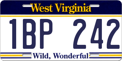 WV license plate 1BP242