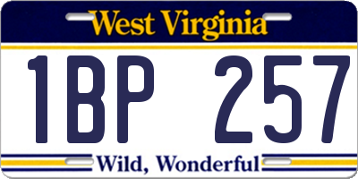 WV license plate 1BP257