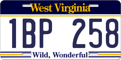 WV license plate 1BP258