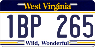 WV license plate 1BP265
