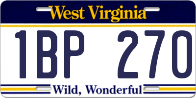 WV license plate 1BP270
