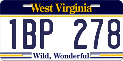 WV license plate 1BP278