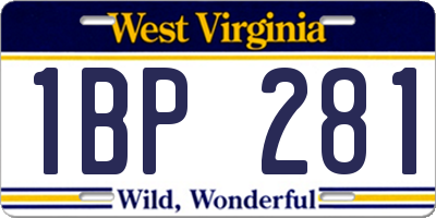 WV license plate 1BP281