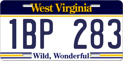 WV license plate 1BP283