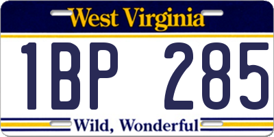 WV license plate 1BP285