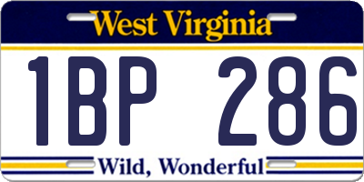 WV license plate 1BP286