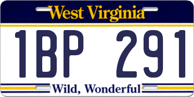 WV license plate 1BP291