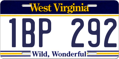 WV license plate 1BP292
