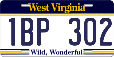 WV license plate 1BP302