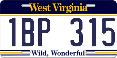 WV license plate 1BP315
