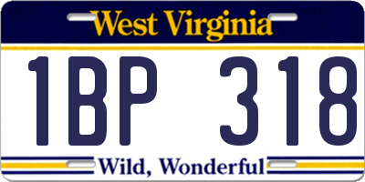 WV license plate 1BP318