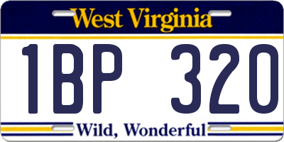 WV license plate 1BP320