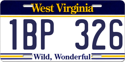WV license plate 1BP326