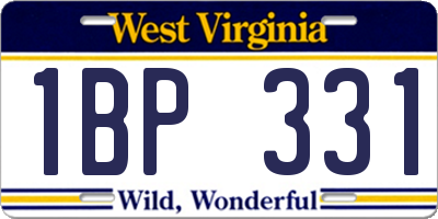 WV license plate 1BP331