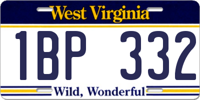 WV license plate 1BP332
