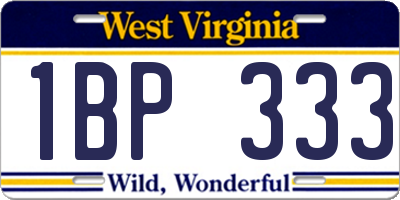 WV license plate 1BP333
