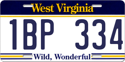 WV license plate 1BP334