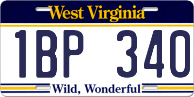 WV license plate 1BP340