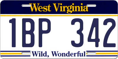 WV license plate 1BP342