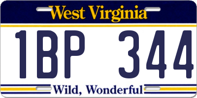 WV license plate 1BP344