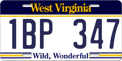 WV license plate 1BP347