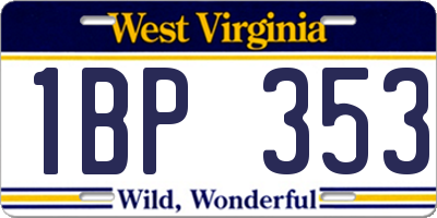 WV license plate 1BP353