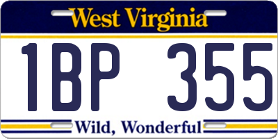 WV license plate 1BP355